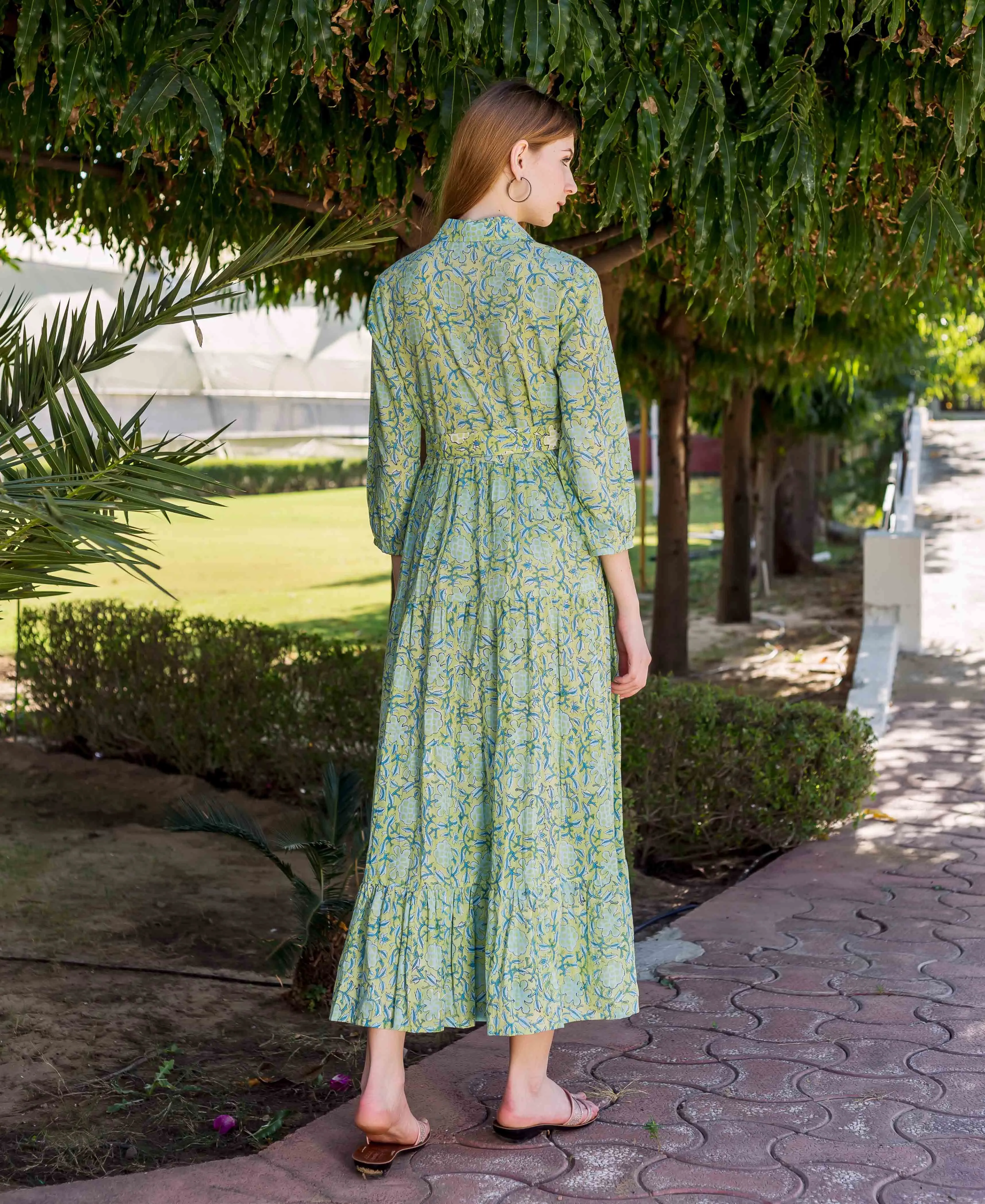 Lime Green Shirt Collar Dress