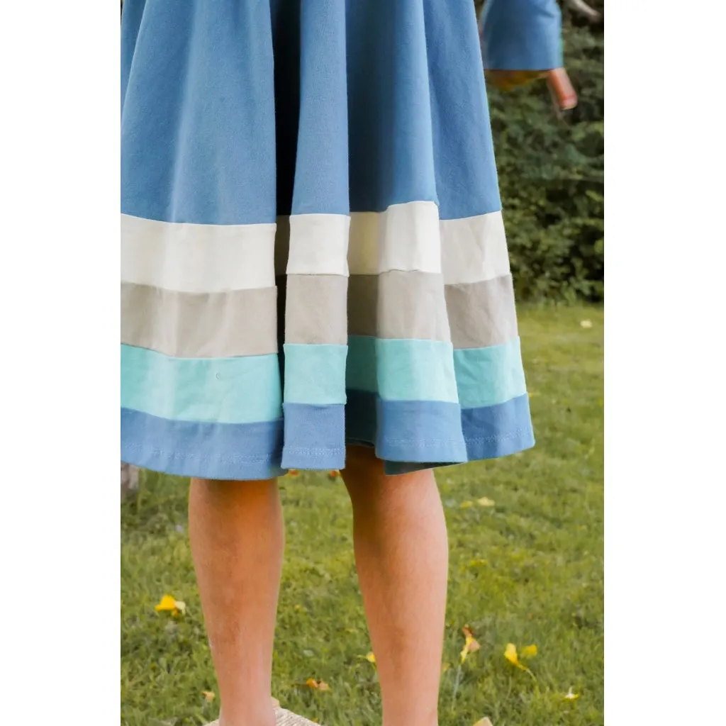 Long Sleeve Twirl Dress | Ombre - Desert Teal Ombre