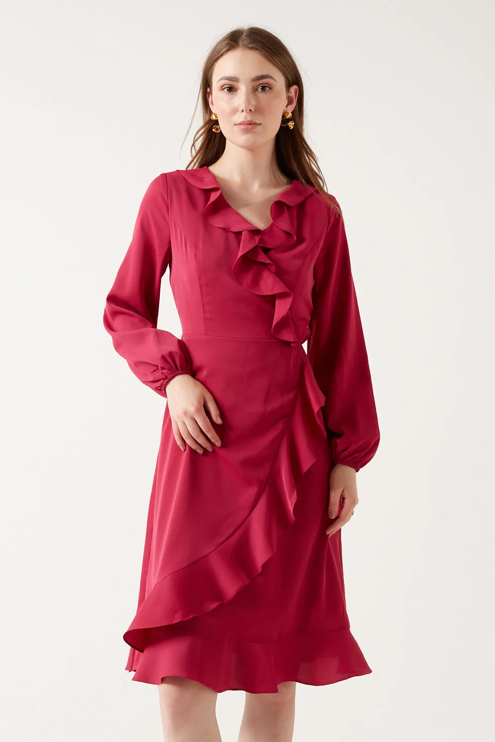 Marc Angelo Ruffle Neckline Dress