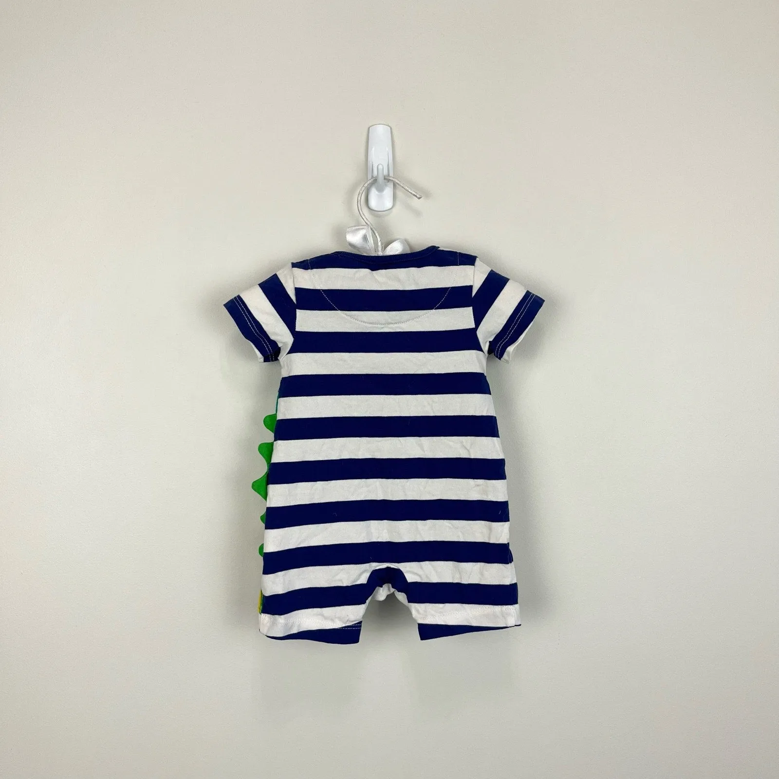 Mini Boden Striped Crocodile Applique Shortall Romper Newborn