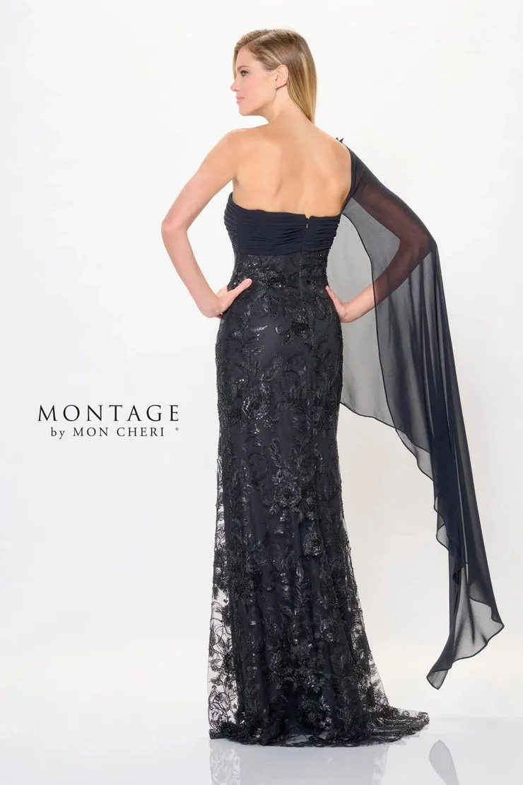 MON CHERI M920 ONE SHOULDER BEADED SEQUIN GOWN