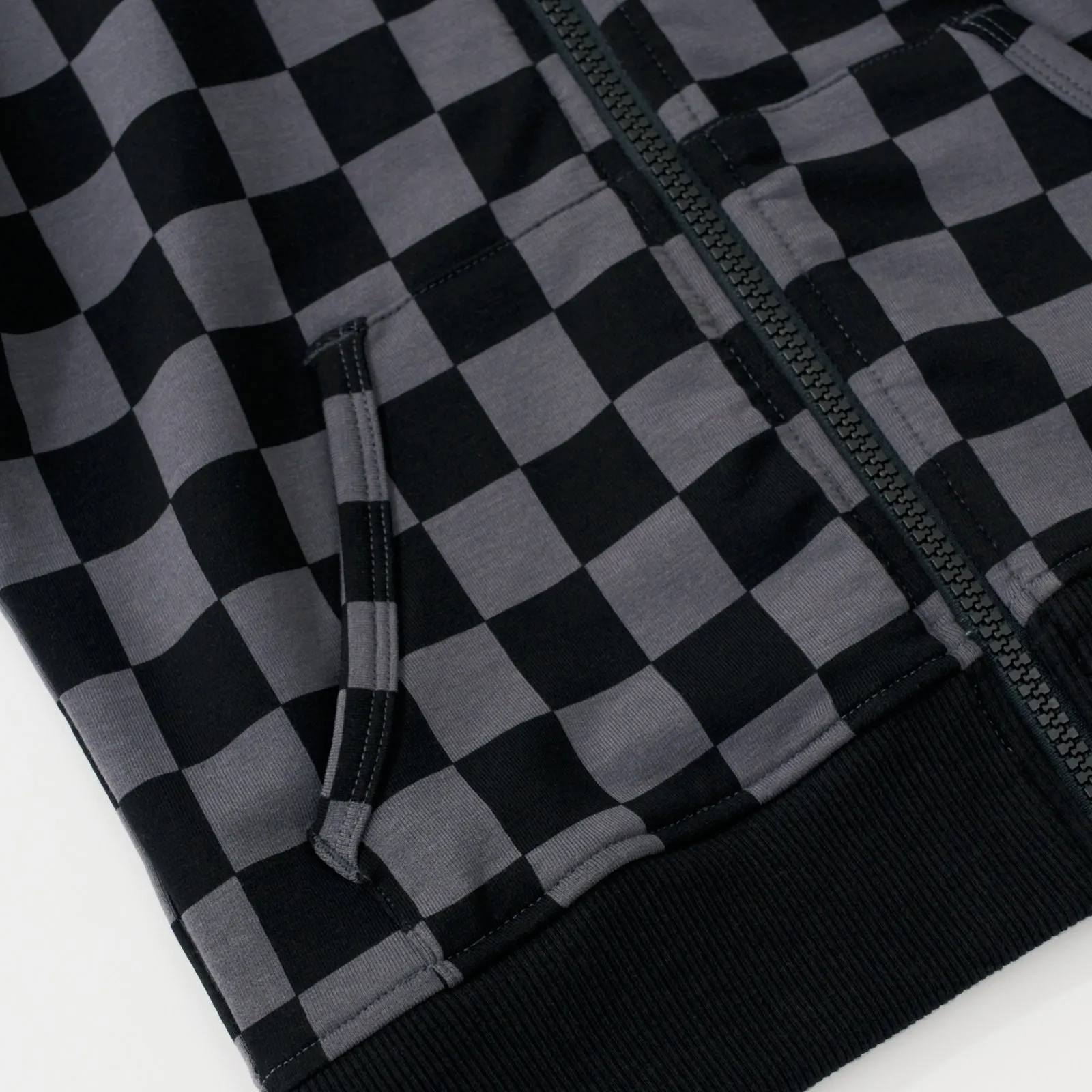 Monochrome Checks Zip Hoodie