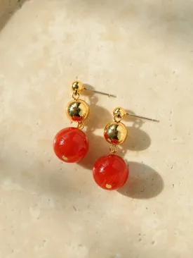 Natural Red Onyx Drop Earrings