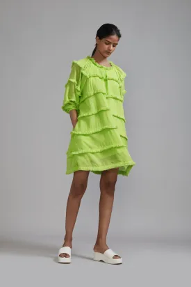 Neon Green Fringed Short Dress