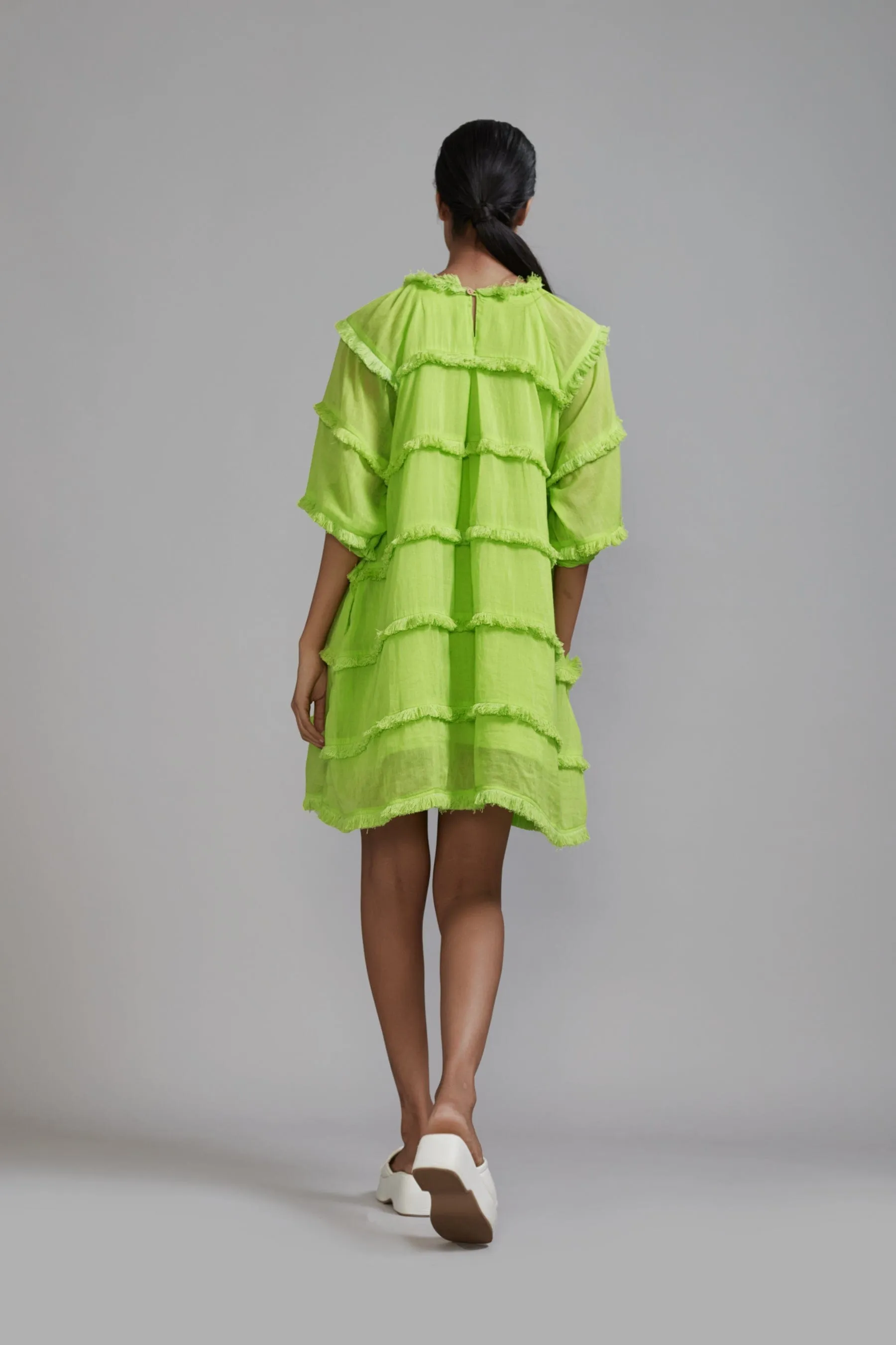 Neon Green Fringed Short Dress