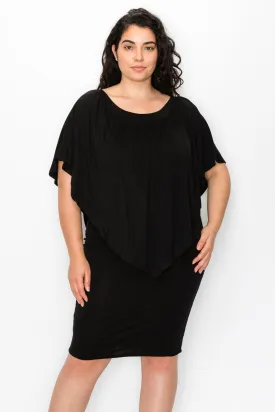 Off The Shoulder Front Flounce Dress | Black