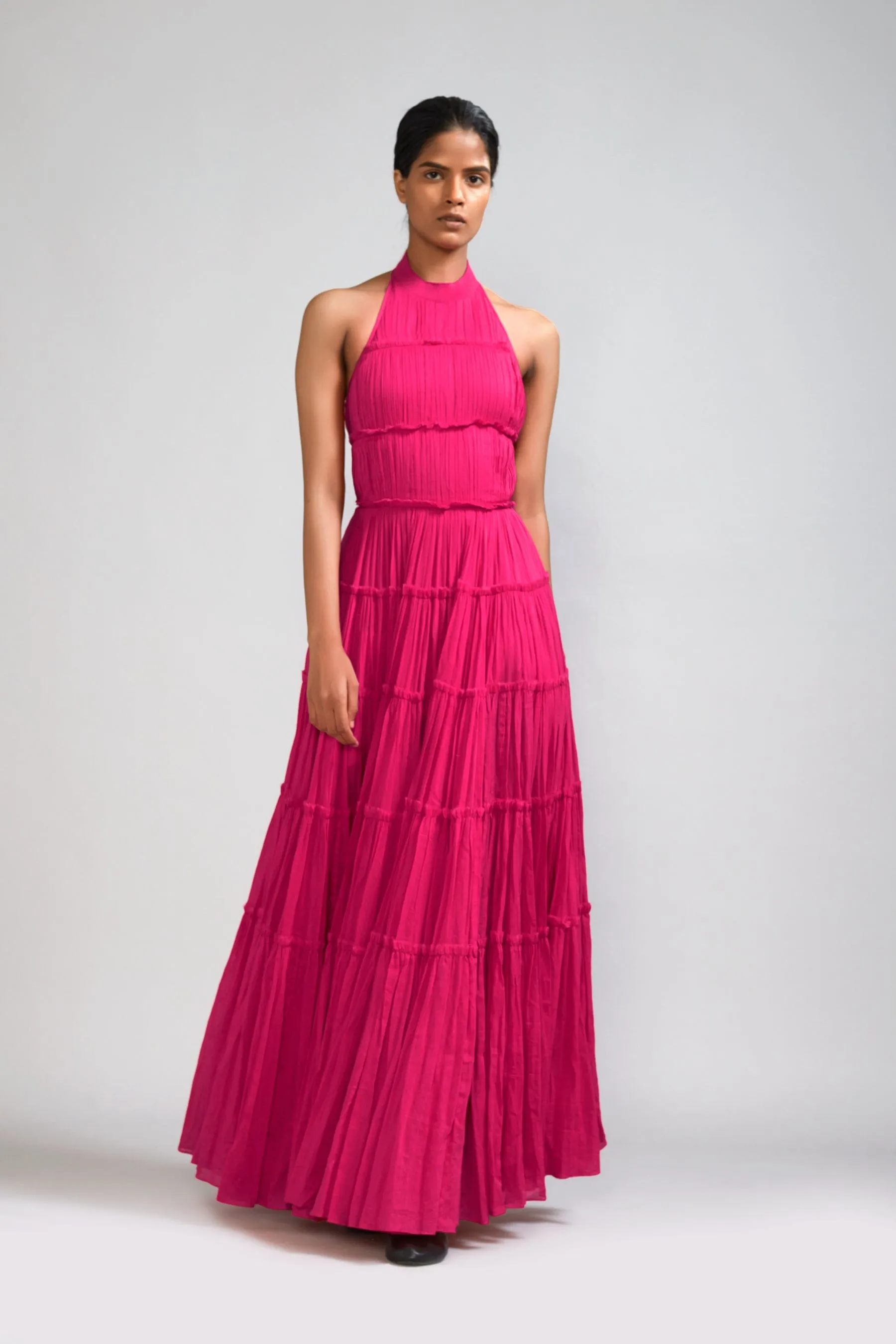 Pink Backless Tiered Gown (Ready to Ship)