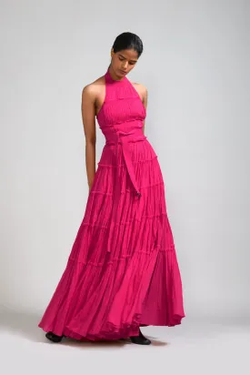 Pink Backless Tiered Gown (Ready to Ship)