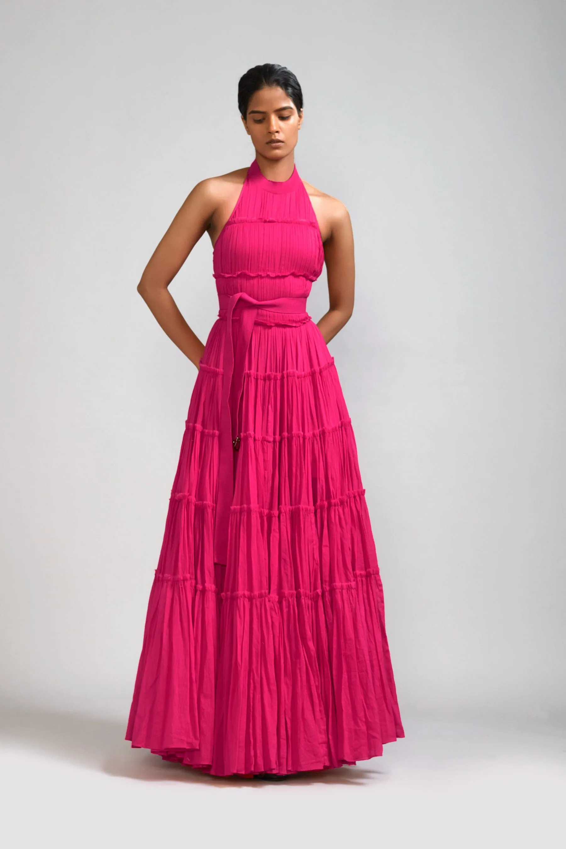 Pink Backless Tiered Gown (Ready to Ship)