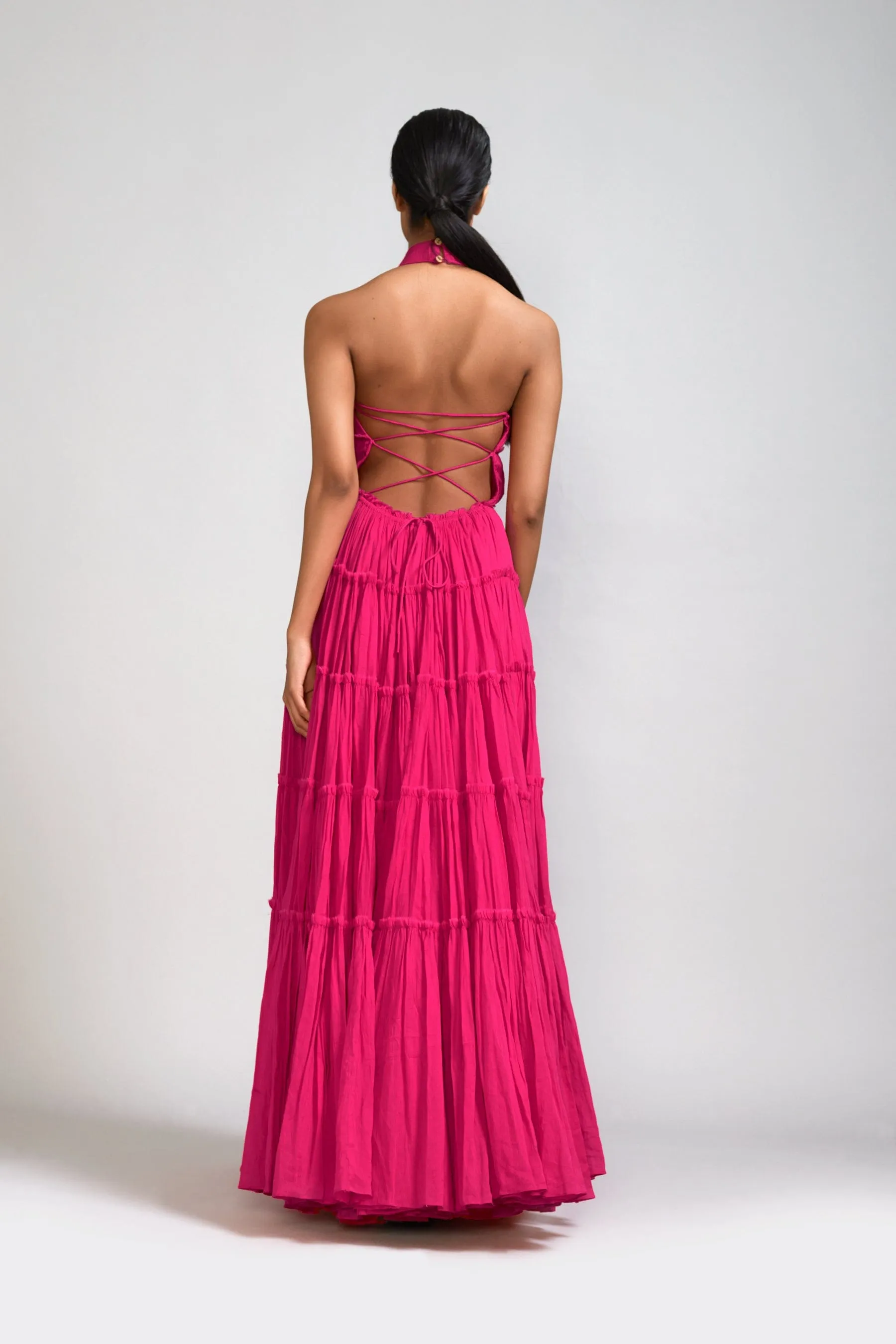 Pink Backless Tiered Gown (Ready to Ship)