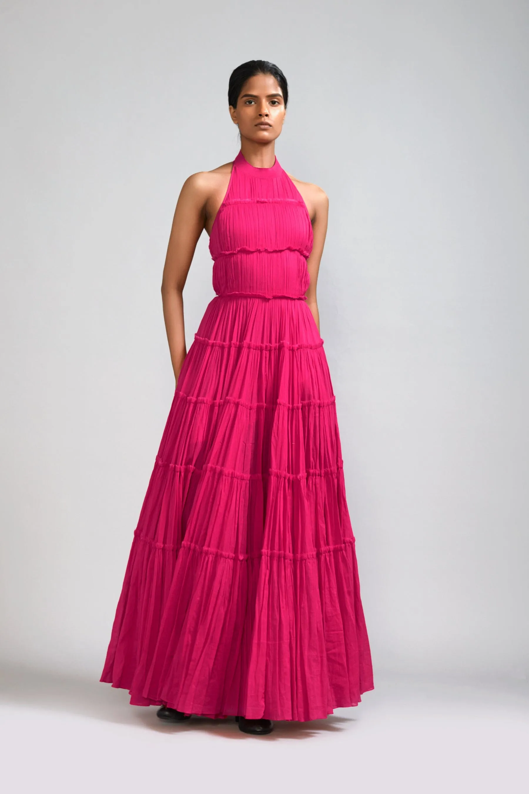 Pink Backless Tiered Gown (Ready to Ship)