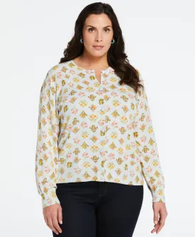 Plus Size Super Soft Floral Print Sweater Cardigan