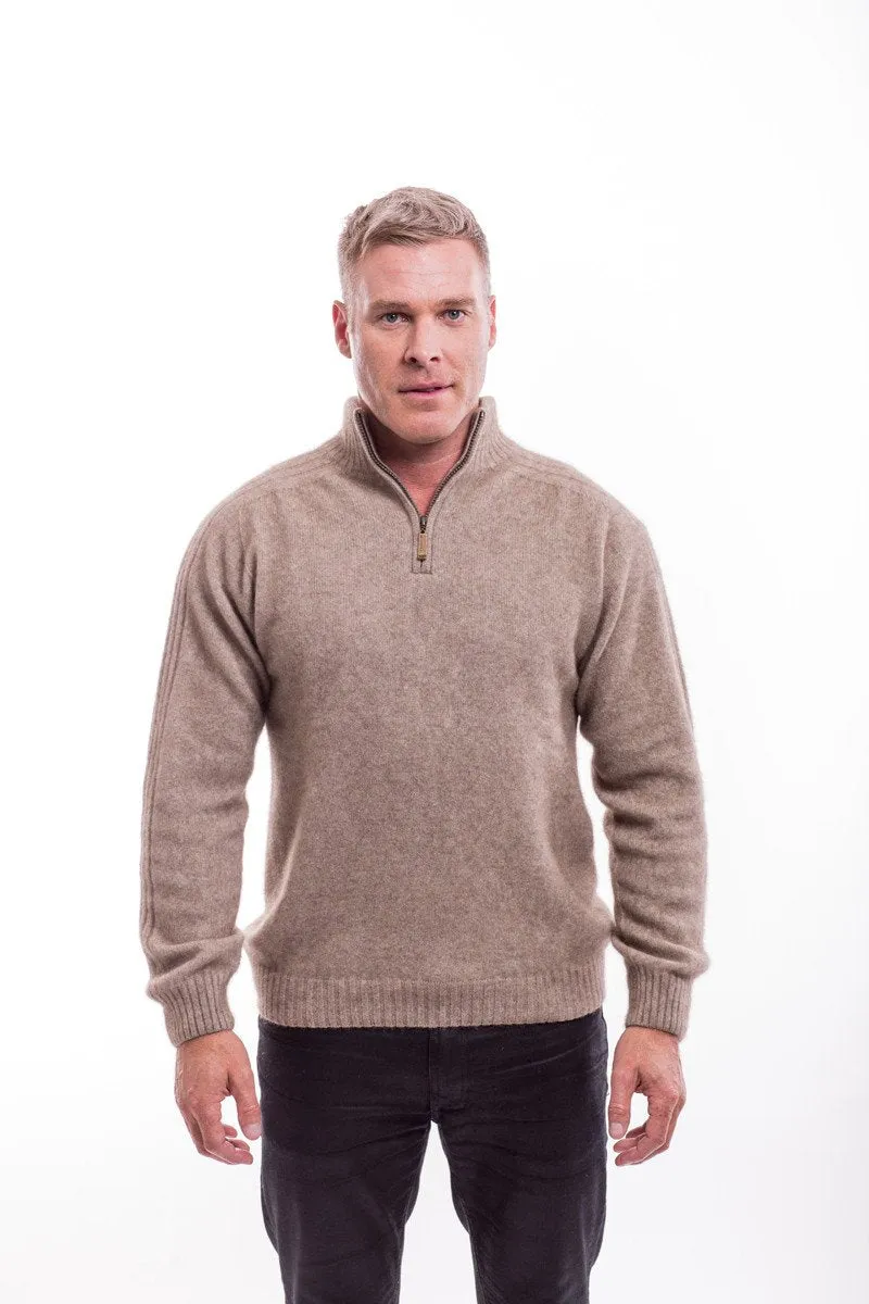 Possum Merino Short Zip Rib Sleeve Sweater