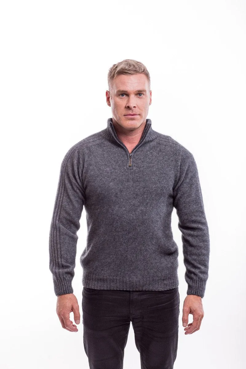 Possum Merino Short Zip Rib Sleeve Sweater