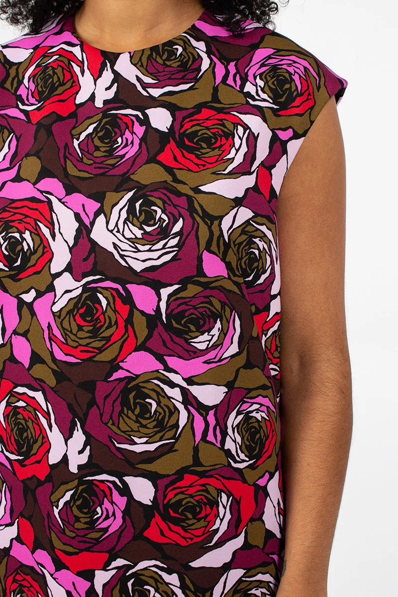 Rose Printed Dress Red