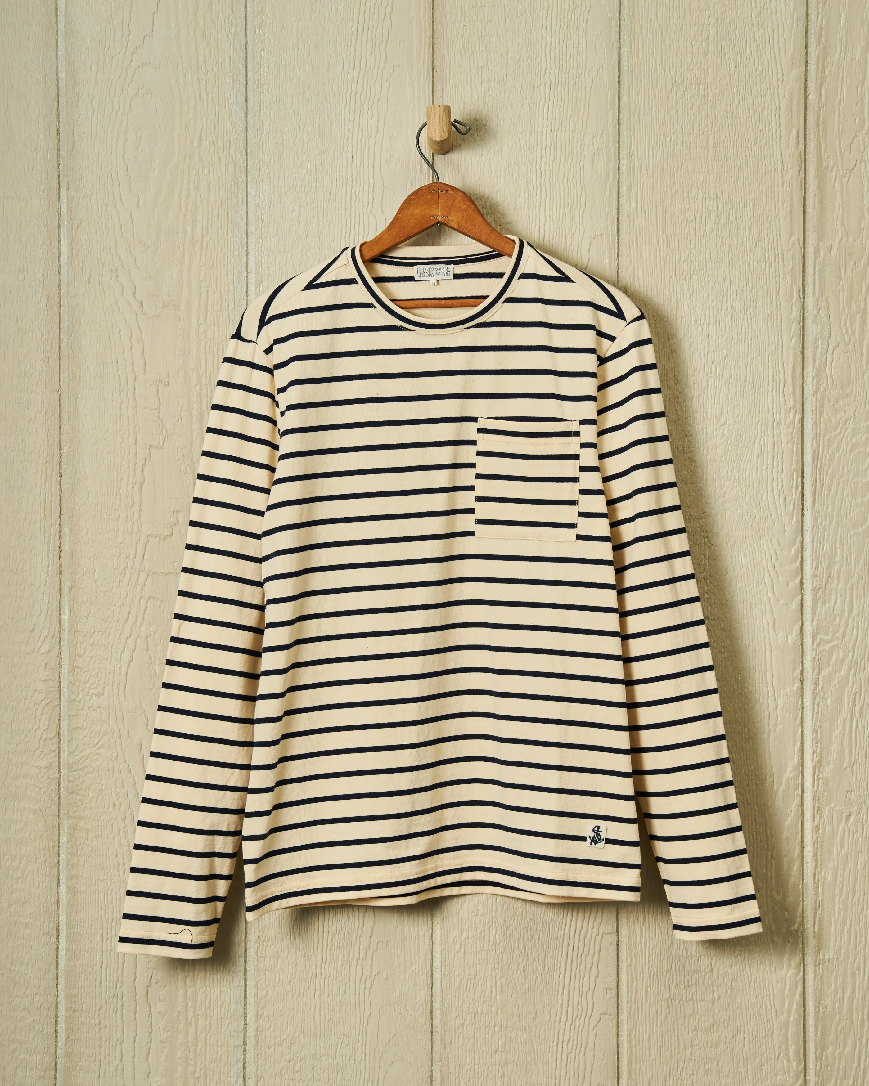 Seafarer Knit Shirt in Cream/Navy