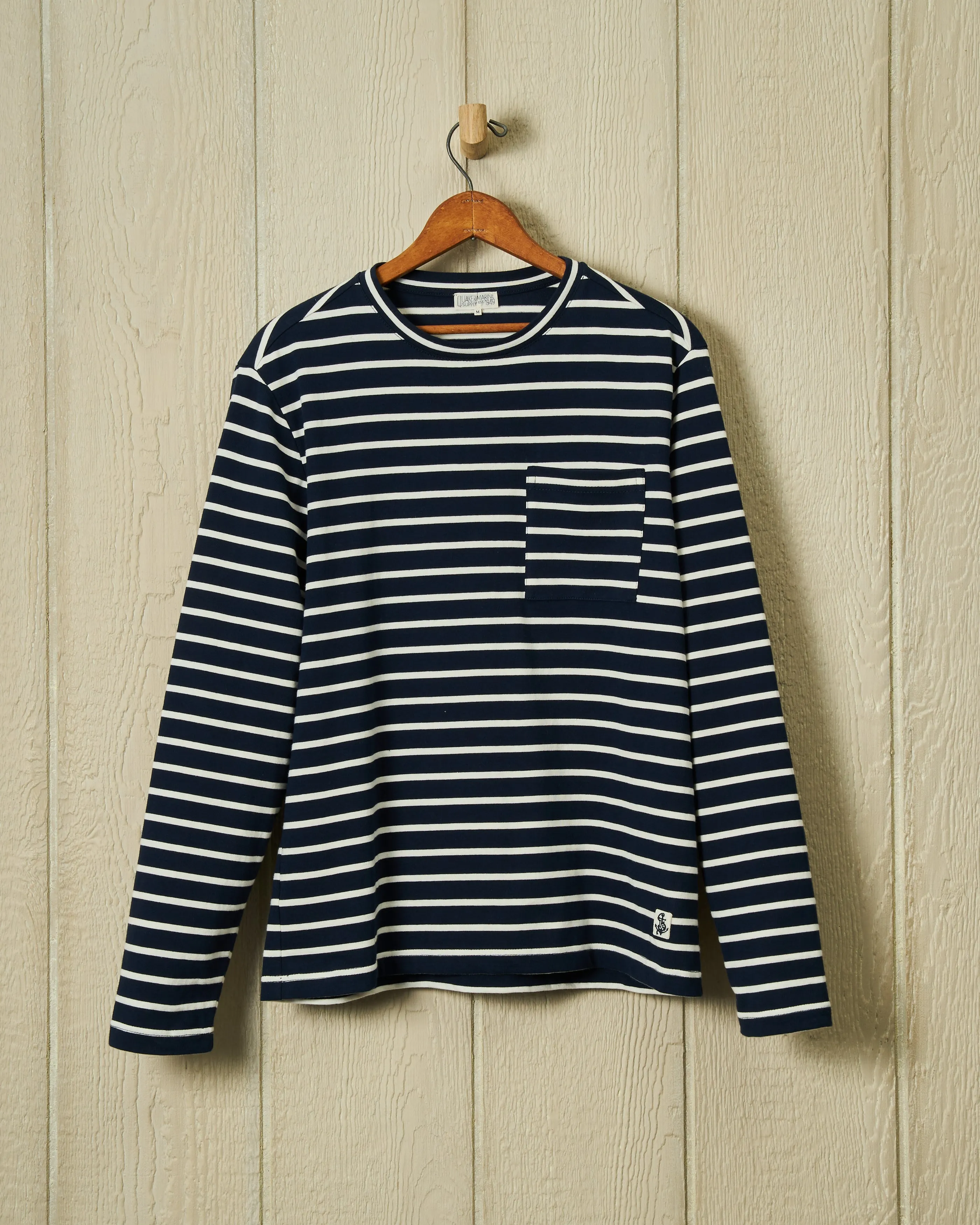 Seafarer Knit Shirt in Navy/White