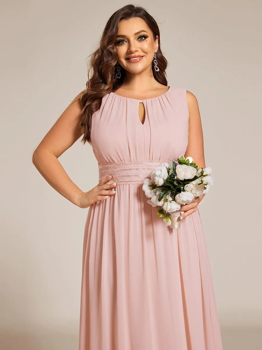 Simple Sleeveless A-line Chiffon Bridesmaid Dress with Hollow Out Detail