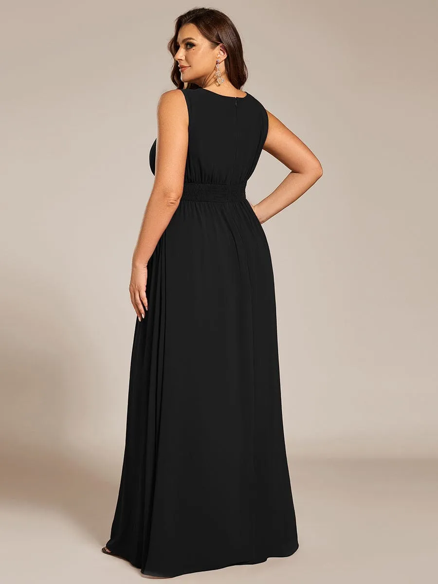 Simple Sleeveless A-line Chiffon Bridesmaid Dress with Hollow Out Detail