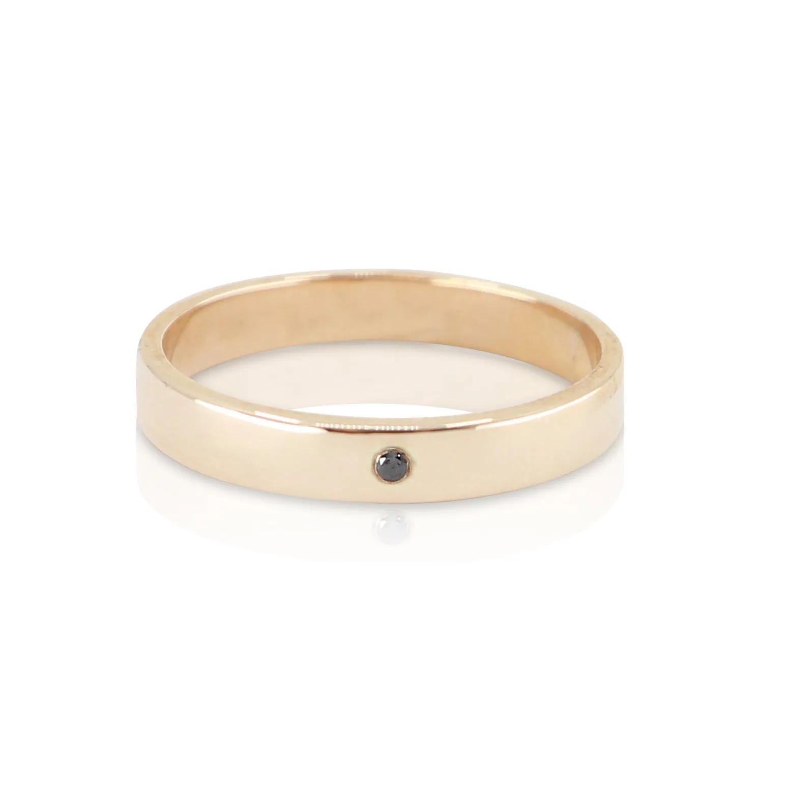 Single Black Diamond Yellow Gold Band