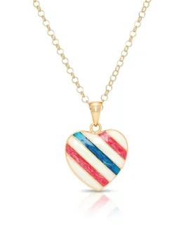 Striped Heart Pendant (Red White & Blue)