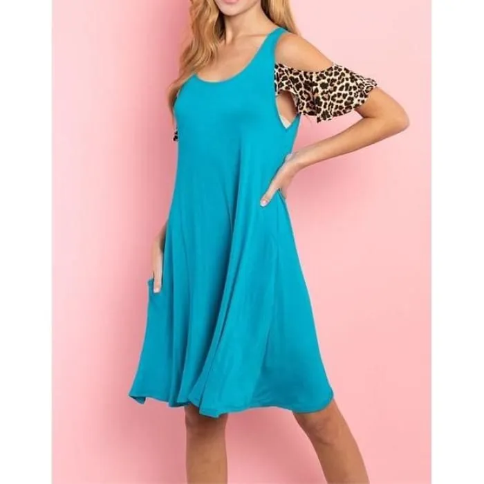 Turquoise Knit Shift Dress