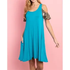 Turquoise Knit Shift Dress