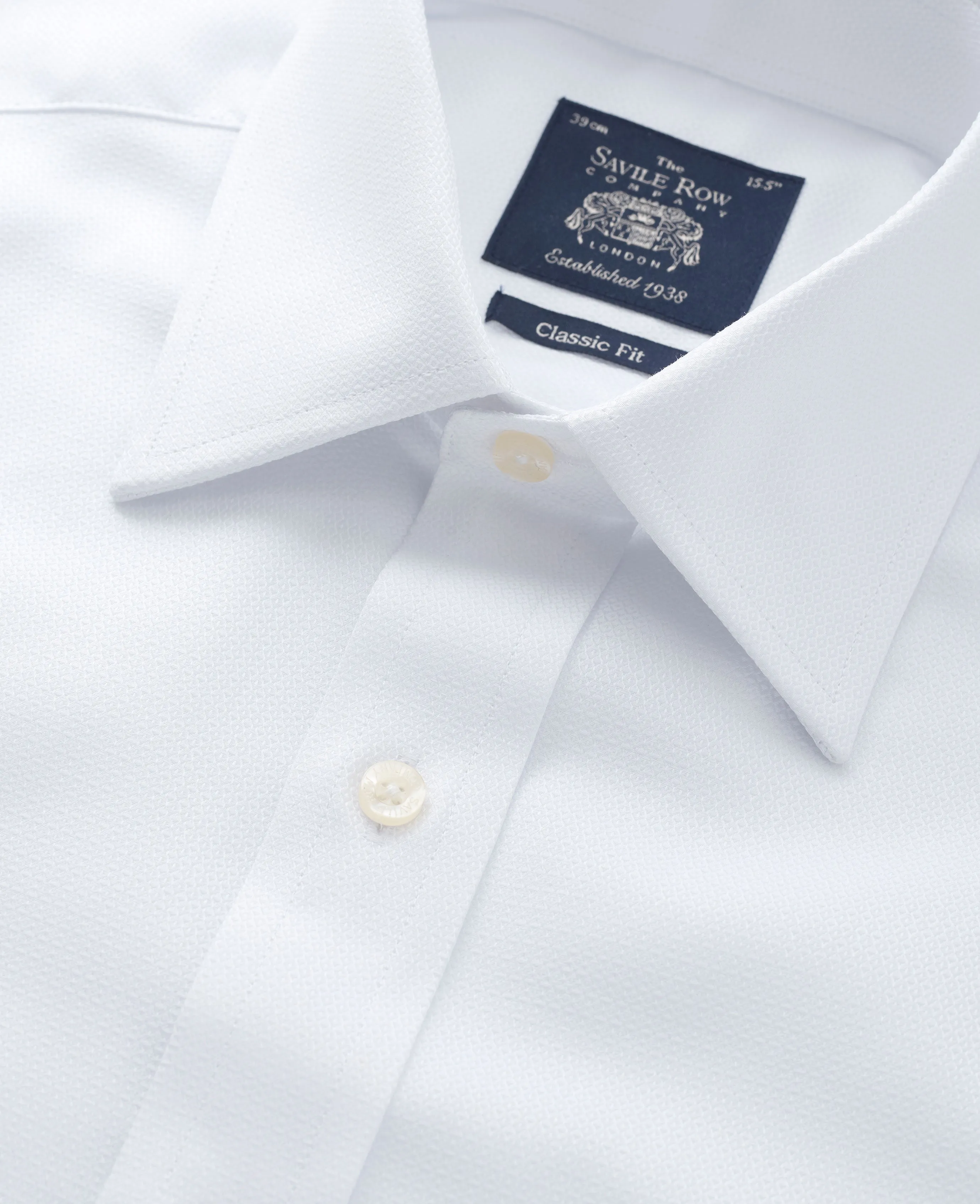 White Textured Windsor Collar Classic Fit Shirt - Single or Double Cuff