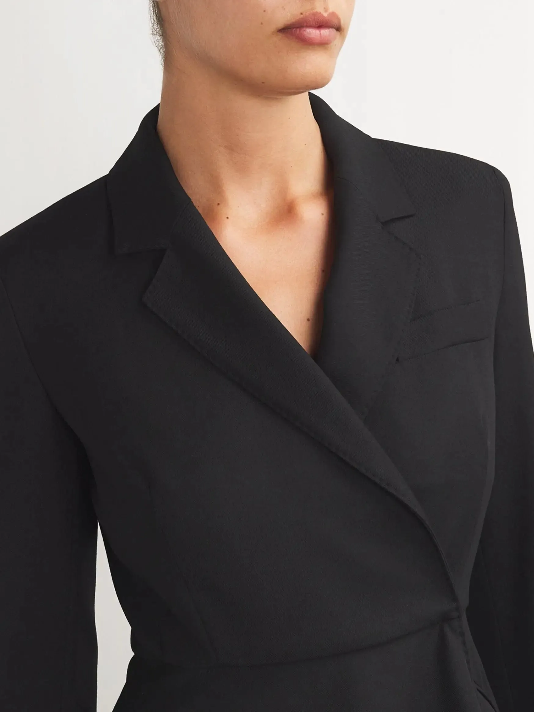 Women’s A-Line Black Blazer-Style Mini Dress with White Cuffs