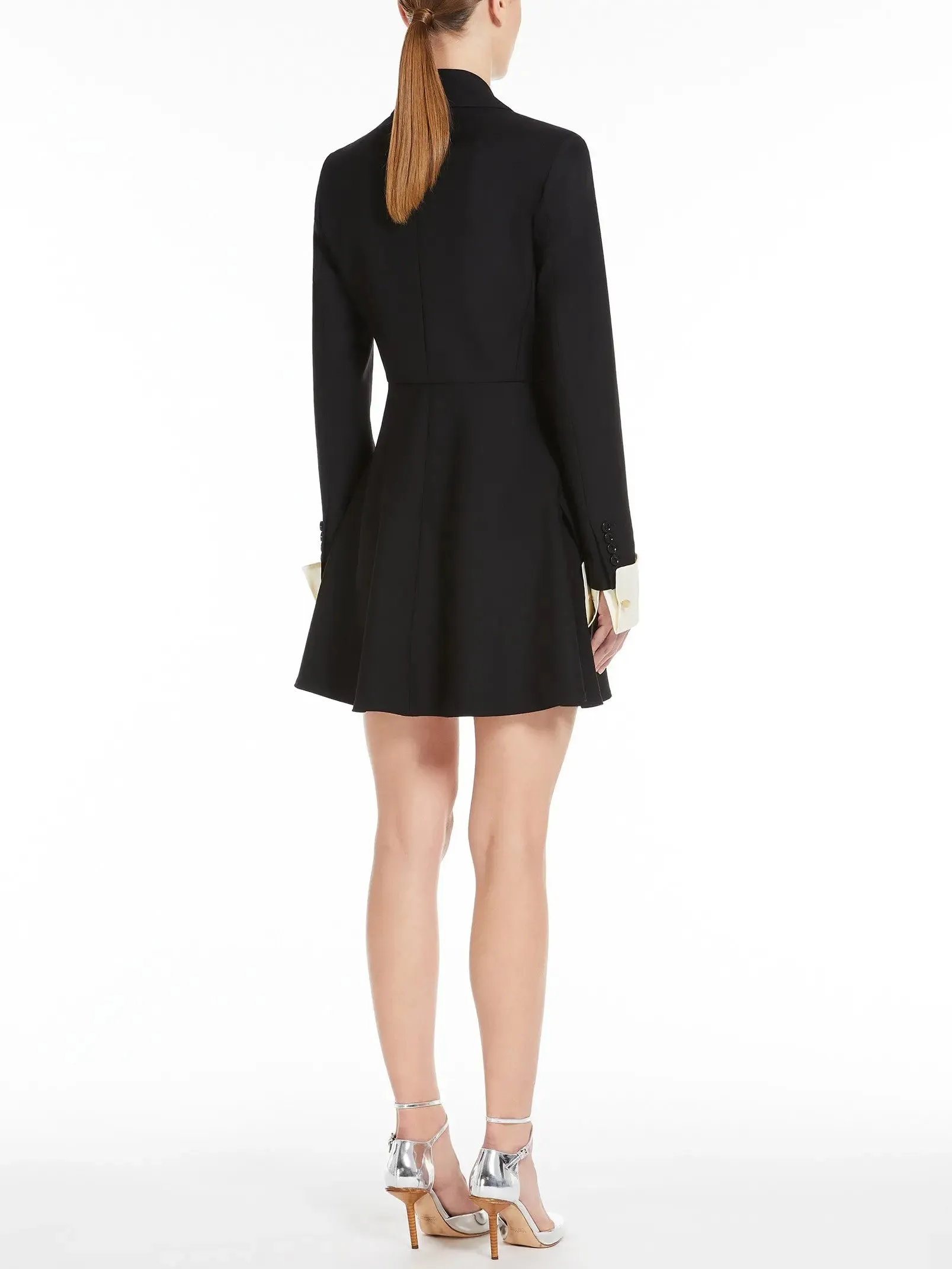 Women’s A-Line Black Blazer-Style Mini Dress with White Cuffs