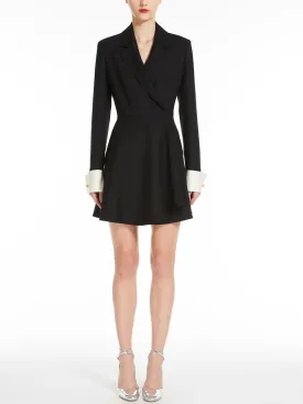 Women’s A-Line Black Blazer-Style Mini Dress with White Cuffs