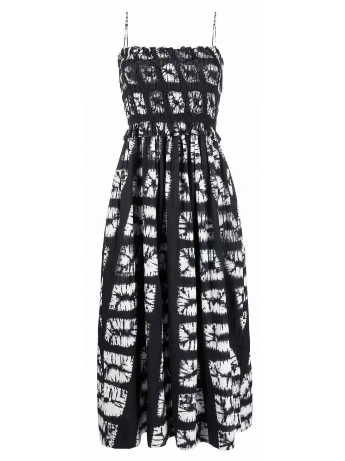 Women’s Abstract-Printed Sleeveless Cotton Midi Dress in Black and White